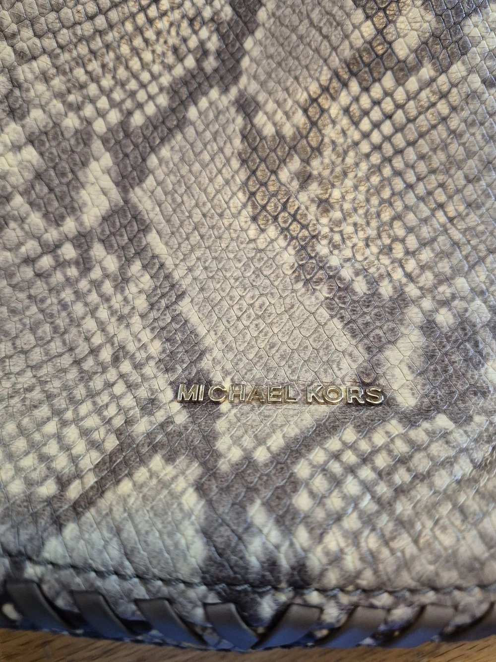 Michael Kors Gray Snakeskin-Print Hobo Bag